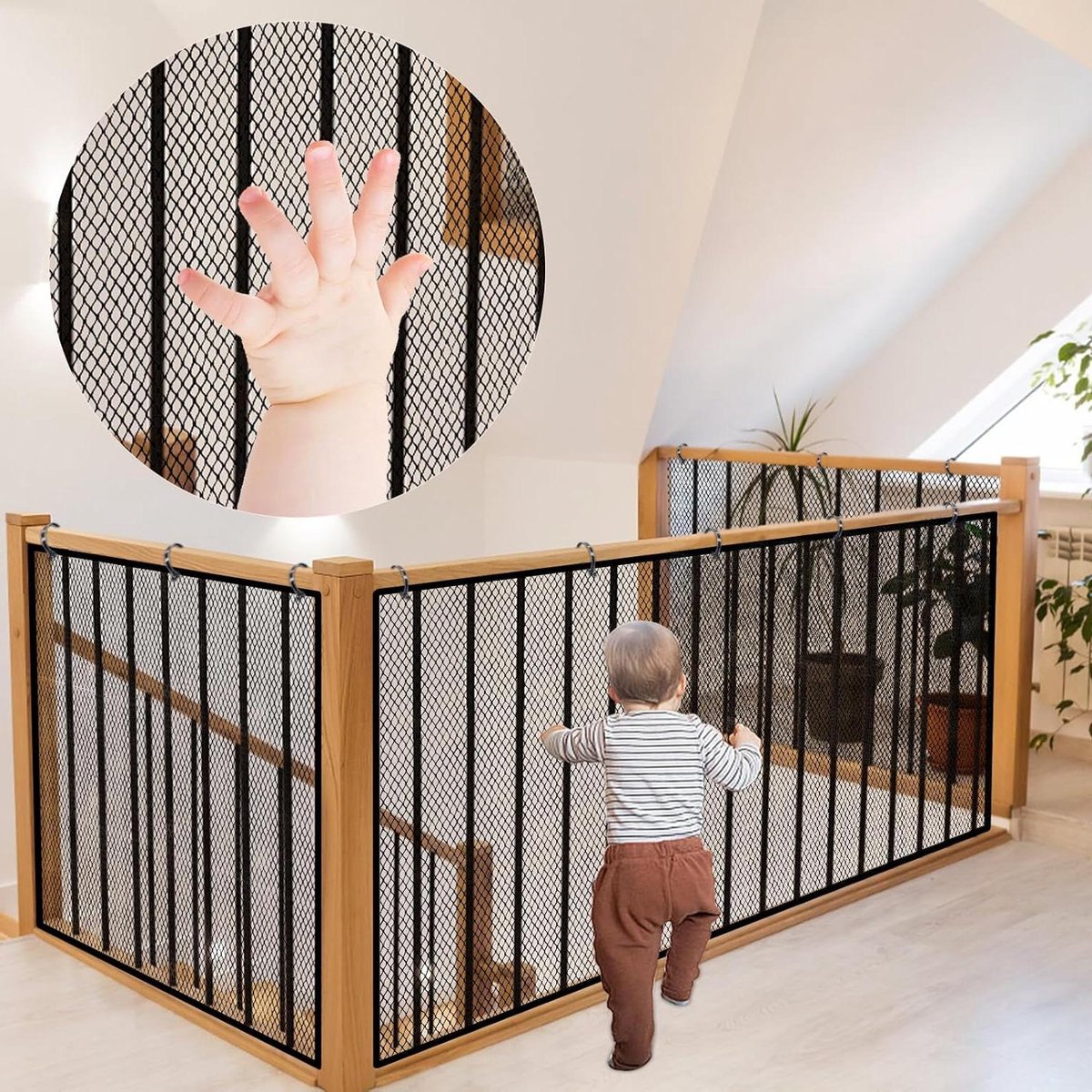 ByShane - Veiligheidsnet voor kinderen | Balkon reling trapbeschermingsnet | 3 meter | Gaas omheining | Zwart | 300 x 90 cm